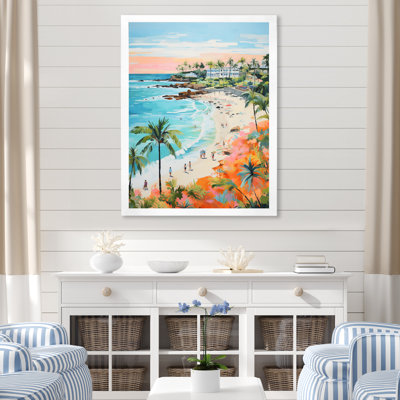 «Pastel Color Coastal Beach Scene Paradise II», art mural plage