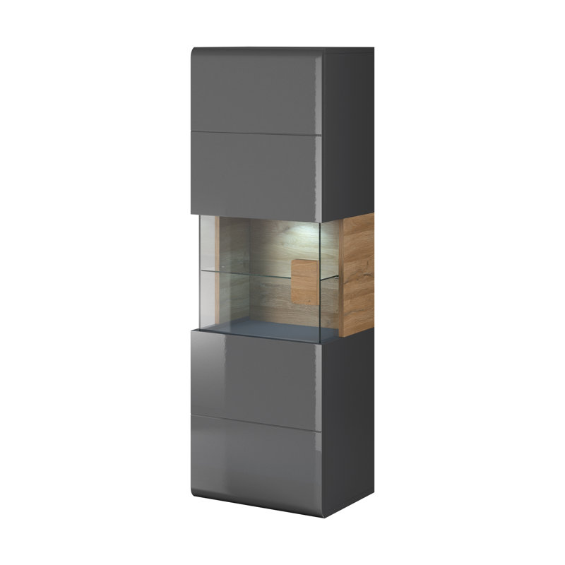 Tavis Display Cabinet, Anthracite / Anthracite Gloss - Grandson Oak