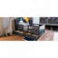 Lit plateforme simple en bois avec éclairage à DEL intégré, tête de lit multifonctionnelle, garde-corps et 2 tiroirs, gris-689078419