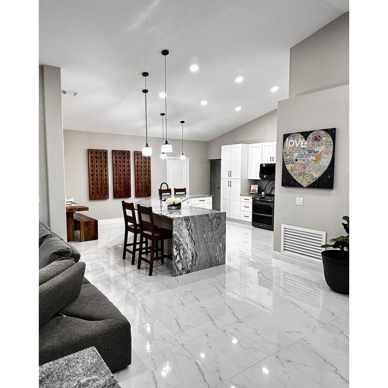 Dreamstone 24X24 Polished Porcelain Tile, Statuario Venato Polished
