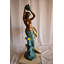 Statue de fontaine en bronze faite à la main sirène avec poisson clown et tortue 32 po x 19 po x H 60 po