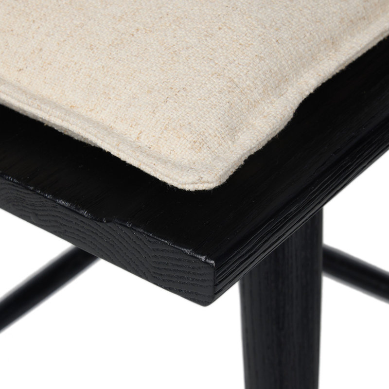 Garth Solid Wood Bar Stool, Bar Stool (29.94" Seat Height), Sandy Oak, Antwerp Natural/Linen Blend