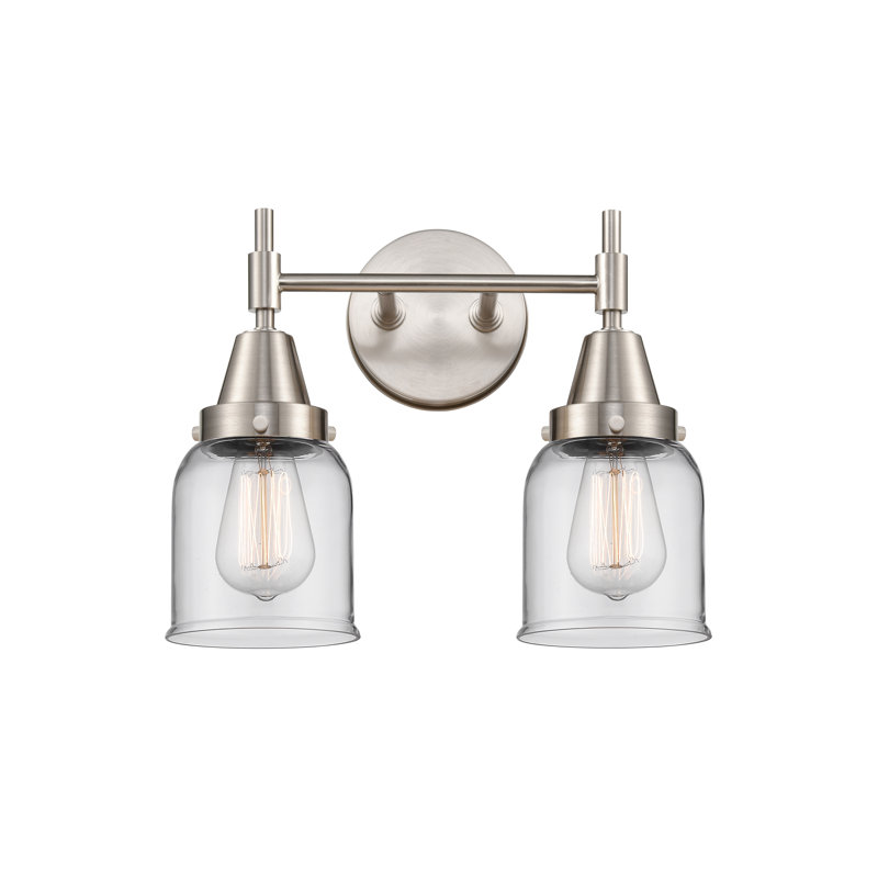 Éclairage pour meuble-lavabo à 2 lumières à intensité variable Gayle, Ampoule DEL rétro 4 watts, Transparent, Nickel satiné