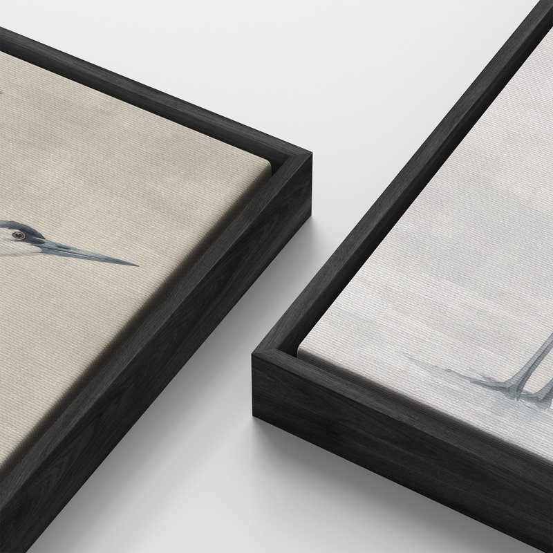 Couple de grues bleues et grises – Ensemble de 2 impressions encadrées sur toile 60 po x 20 po x 2, H 60 po x l 20 po