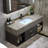 Chiverton 35'' Bathroom Vanity with Sink Modern Floating Wall-Mounted Black Vanity with Sintered Stone Undermount Sink-1032558114-1032558115-1032120860