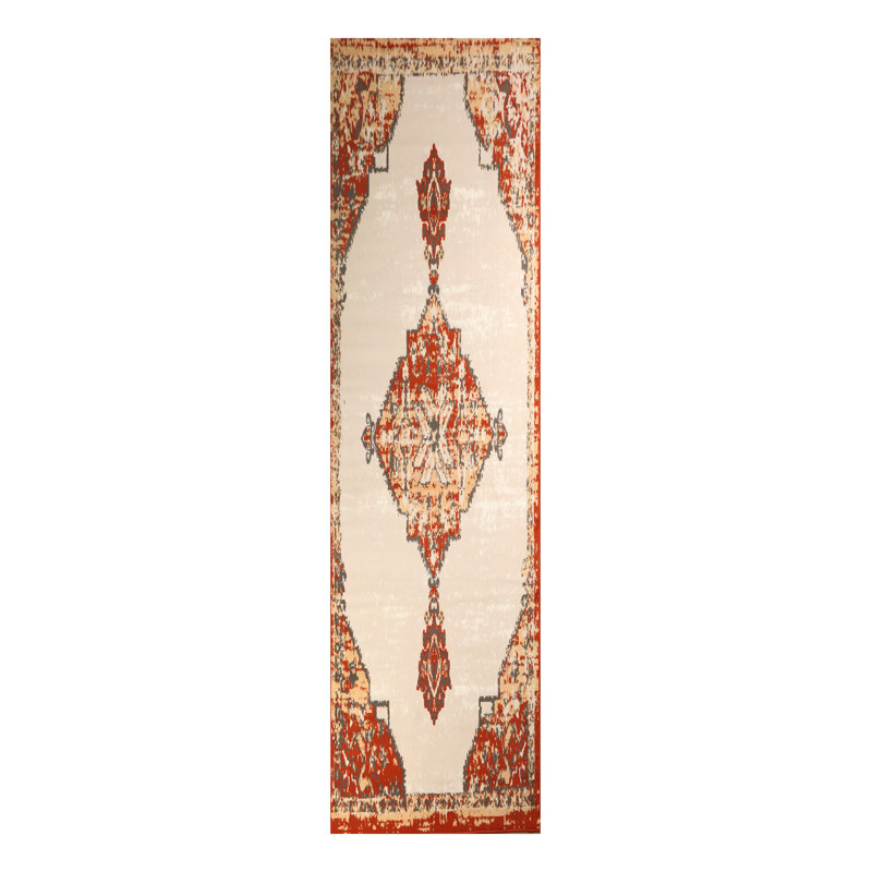 Tapis oriental beige / orange, Tapis de couloir 2 pi x 8 pi