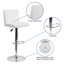 Contemporary Vinyl Adjustable Height Barstool with Panel Back and Chrome Base-1815093511