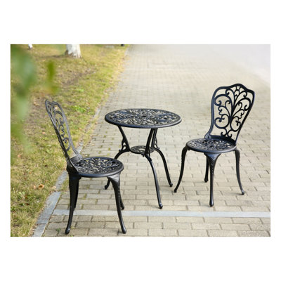 Ensemble de mobilier d'extérieur en fonte d'aluminium 3 pièces Best Choice Products, finition noire résistante à la rouille