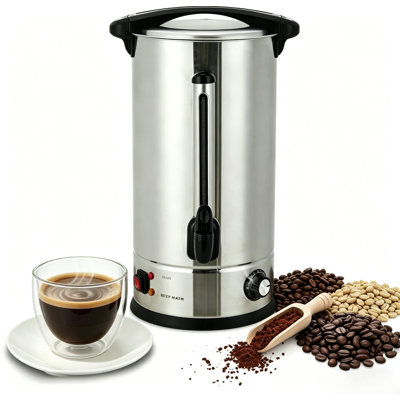 Commercial Coffee Urn – 18L Double-Wall Stainless Steel Percolator with Automatic Temperature Control, Hot Beverage Dispenser for Events, Parties, Catering，Black