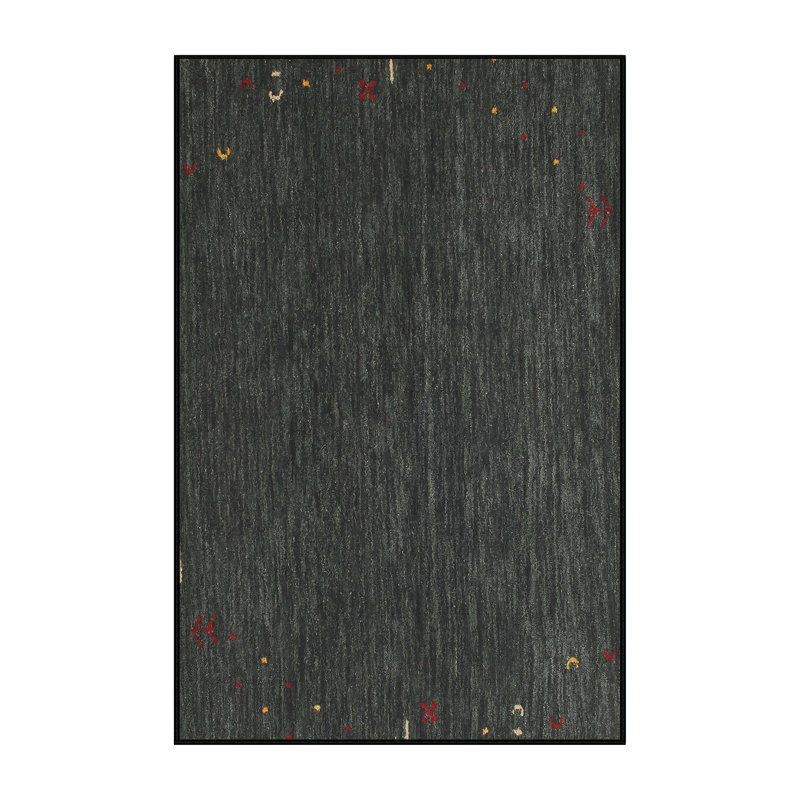 Tapis gris/zone noire contemporaine, Rectangle 2 pi x 5 pi