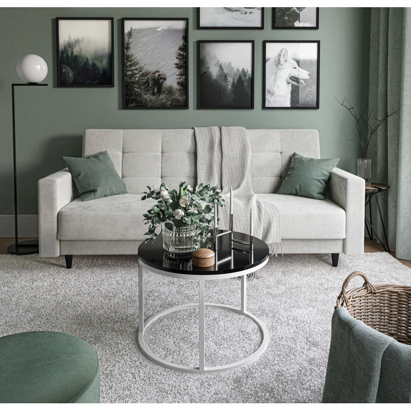 Darianna Frame Coffee Table, 42cm H x 60cm L x 60cm W, Black/White