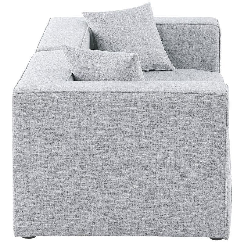 Cube Upholstered 72'' Loveseat, Grey Linen Textured Fabric