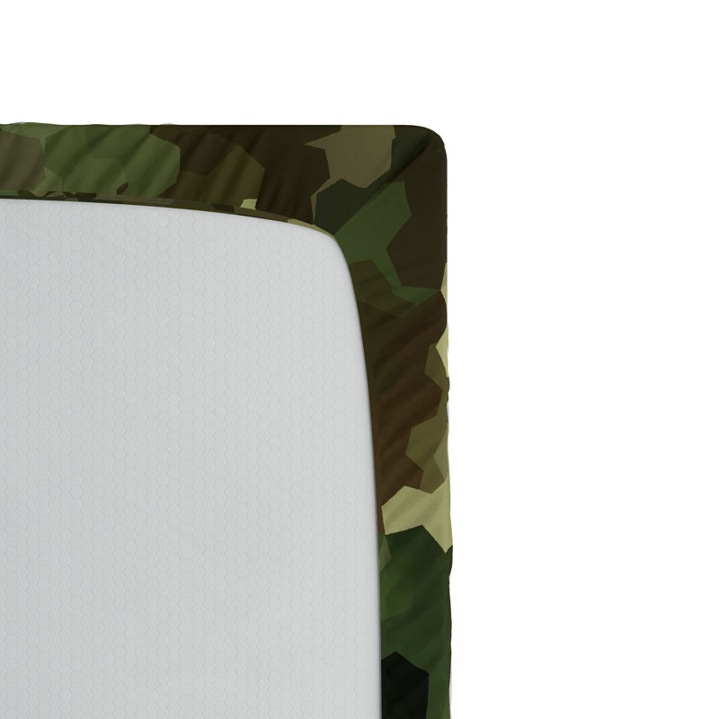 Microfiber Camouflage Fitted Sheet, Twin Fitted Sheet, Green Camouflage 2