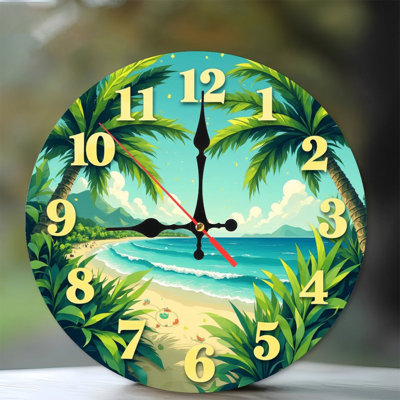 Tropical Beach Ocean View Wall Clock