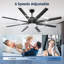 Ventilateur de plafond 60 po noir avec lumière DEL et télécommande - moteur CC à 8 pales, à intensité variable et réversible-87471862