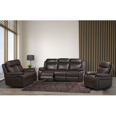 Regent Comfort 3-Piece Manual Reclining Sofa Set with Plush Upholstery 
