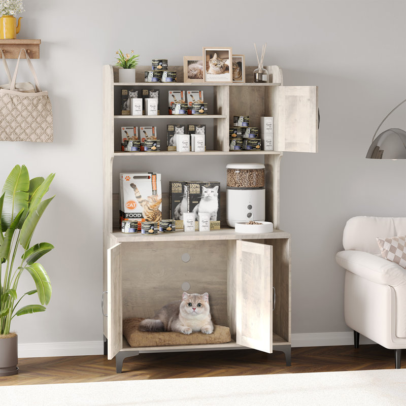 Meuble de litière pour chat Modern Modern, Light Grey