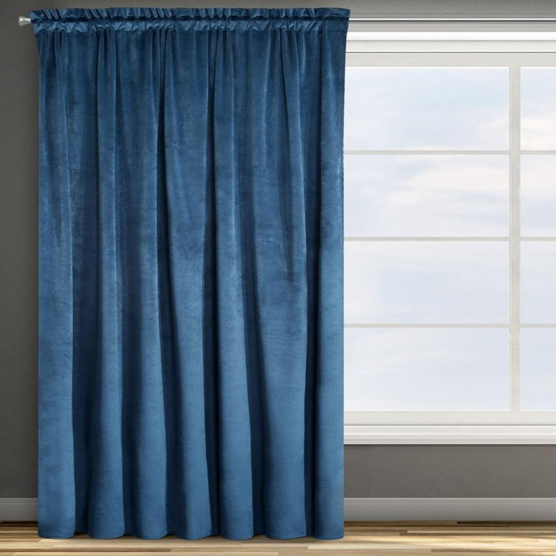 Rosa Blackout Single Curtain, Width 250  x Drop 135 cm, Navy Blue