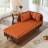 65" Storage Chaise Lounge Sofa Brown PU And Orange Velvet-1246441082