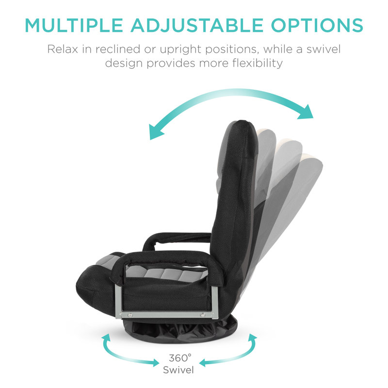 Black and Gray Swivel Gaming Floor Chair with Armrests