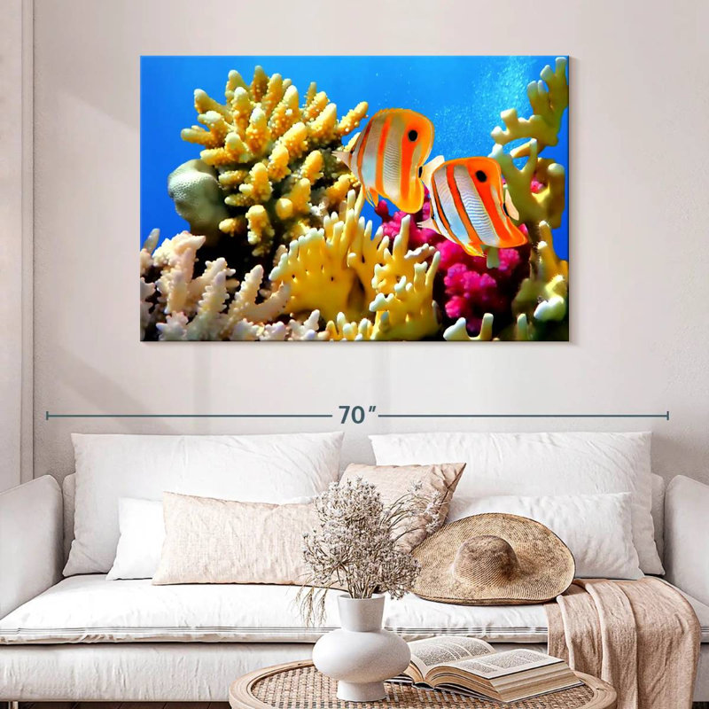 Butterflyfish And Corals, 32" H x 48" W