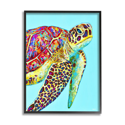" Swimming Sea Turtle Turquoise Accent " by Jen Seeley