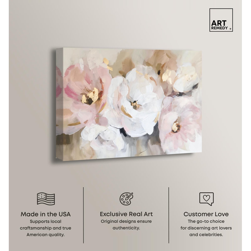 «White Mist Blooms», reproduction d'art sur toile par Art Remedy, H 24 po x l 30 po, Gallery Wrapped