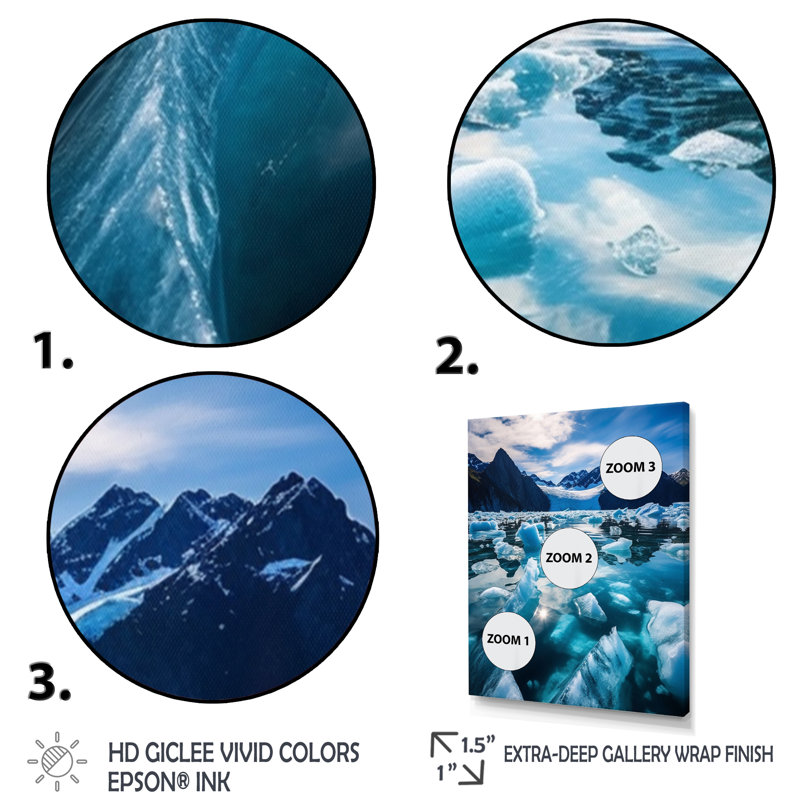 Glaciers à couper le souffle en Alaska III, Cadre naturel flottant, H 20 po x l 12 po x P 1 po