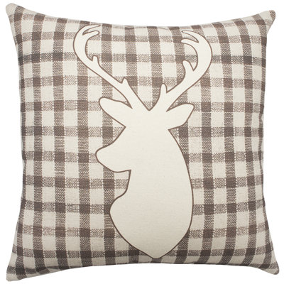 Deer Cotton Blend Reversible Throw Pillow