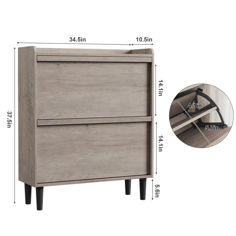 30 Pair Flip Down Shoe Storage, Gray