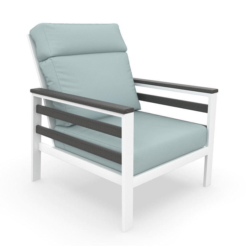 Fauteuil club d'extérieur en métal avec coussin Sunbrella Townsend, Bliss Dew