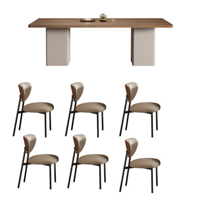 Stylish Woodgrain Rock Dining Table Sets.