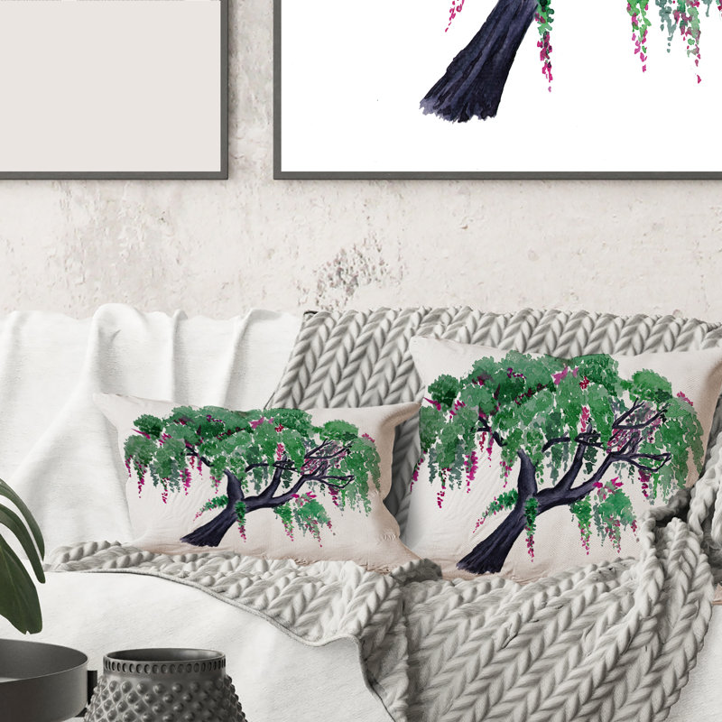 Rectangle, arbre de la glycine - coussin décoratif traditionnel imprimé