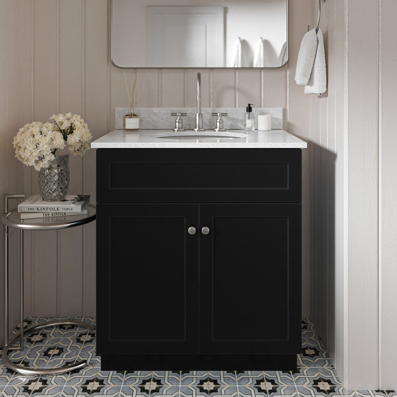 Meuble-lavabo simple avec comptoir Partham 31, Noir