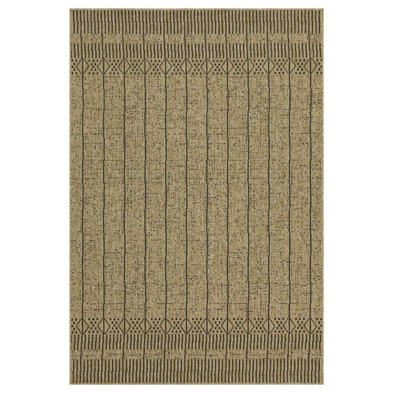 Tapis intérieur / extérieur en jute / moka Earth Earth_NTL1009, Rectangle 5 pi 3 po x 7 pi 3 po, Naturel et noir