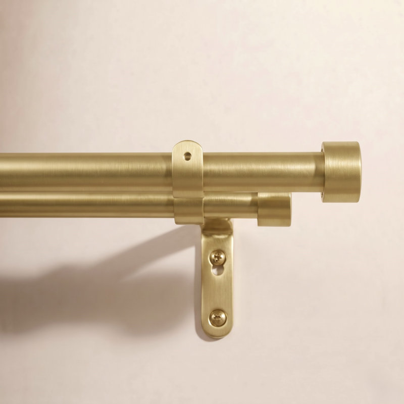 Ensemble de tringle à rideaux double réglable 1 po Drapery Solutions, H 36 po x l 66 po, Laiton