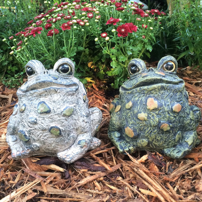 Statue de jardin fantaisiste crapaud «Stretch», H 9 po x l 9,75 po x P 6,75 po, 2, Brown/Green