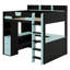 Lit mezzanine multifonctionnel, bureau de jeu en U, lumières RVB, ports USB, tiroirs et tablettes-130379955-130379953