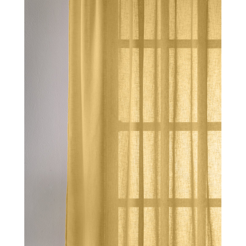 Cartell Slot Top Semi Sheer Curtain, 140 W x 122 D cm, Ochre