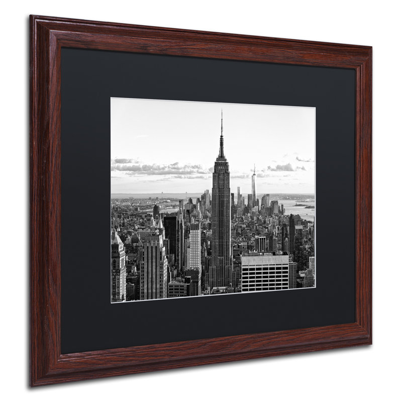 « new york cityscape », reproduction de photo encadrée, H 11 po x l 14 po x P 0,5 po, Cadre argenté, Noir
