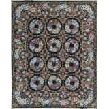 Hand-Knotted High-Quality Ivory and Black Area Rug