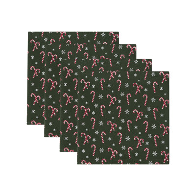 Ensemble de 4 serviettes de table imprimées Christmas, 20 x 20