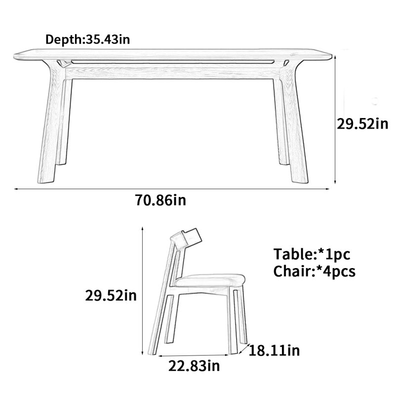 Table de salle à manger Matte Rock, H 29,52 po x L 70,86 po x l 35,43 po 