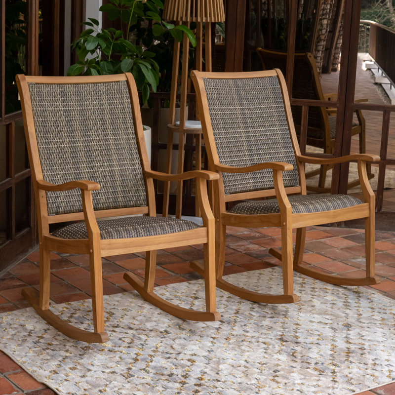 Annachiara Teak Outdoor Rocking Chair (Set Of 2)