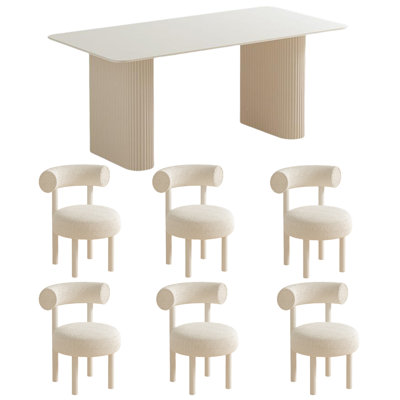 Cream style dining table and chair set