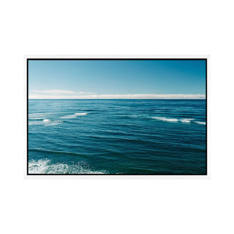Sunset Cliffs Surfers IV by Bethany Young - Print on Canvas, White Framed, 45.72cm H x 66.04cm W x 3.81cm D