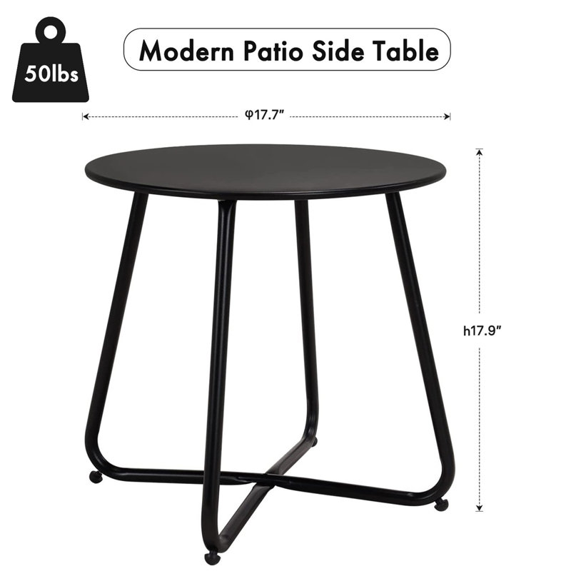 Table de bout en acier Enzor, Noir