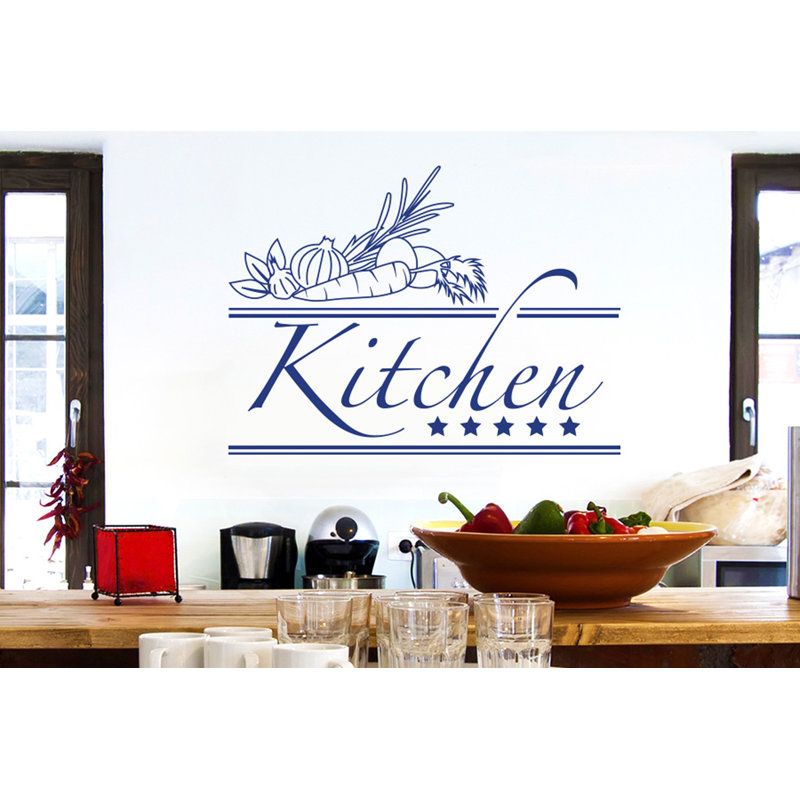 Food & Beverage Non-Wall Damaging Wall Decal, Large, Dark Blue