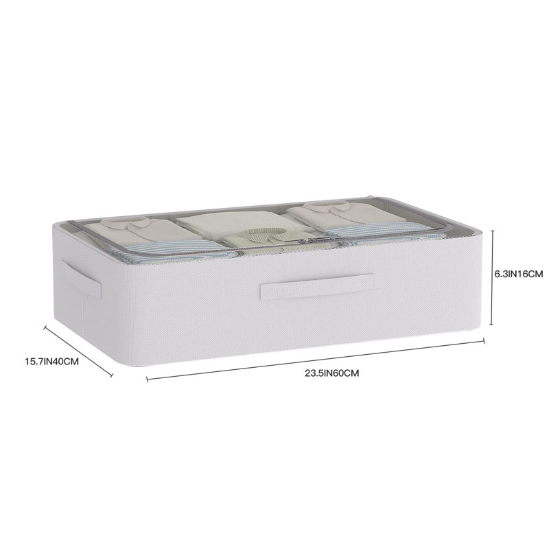 Foldable Stackable Under Bed Storage Box, Oxford Cloth Sturdy Under Bed Container, Grey