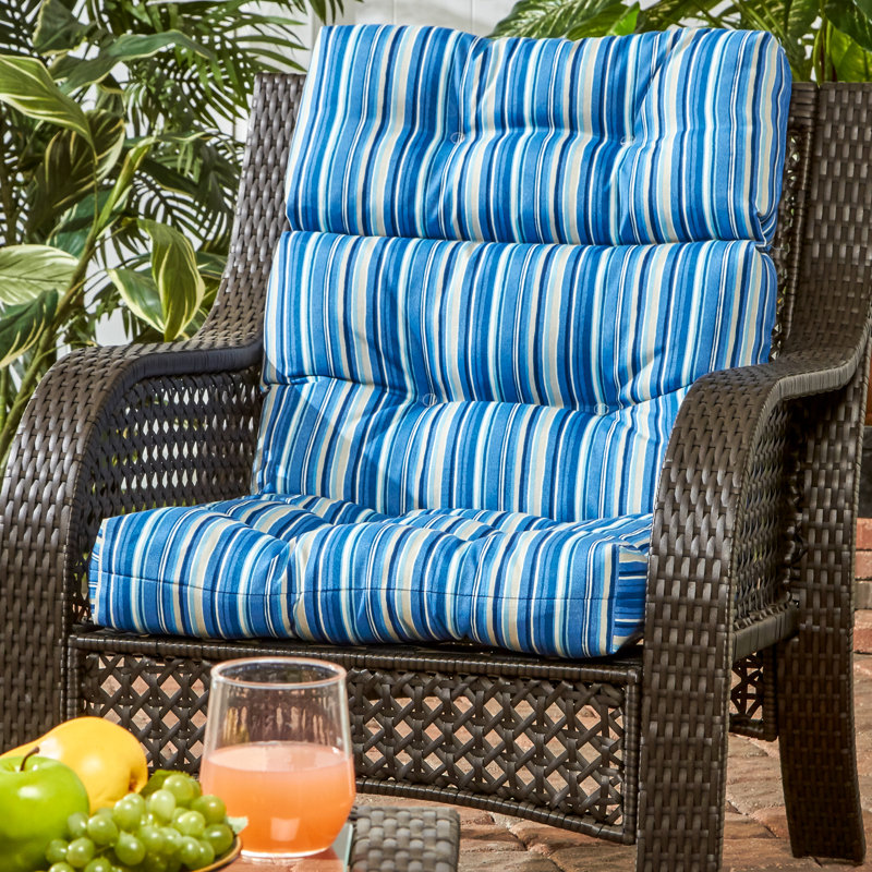 Lester Outdoor High Back Chair Cushion, Sapphire Stripe, 2